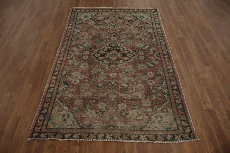 Traditional Handmade Vintage Rug 4x6 with Timeless Artistic Design Wool Carpet gallery
