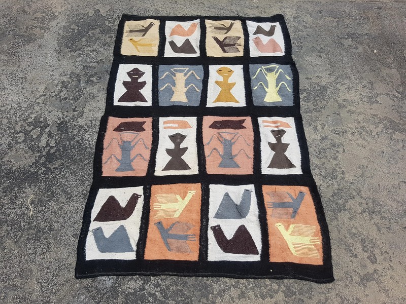 Vintage Traditional Handmade Peruvian Wool Multicolor Kilim 4.2x2.8 ft gallery