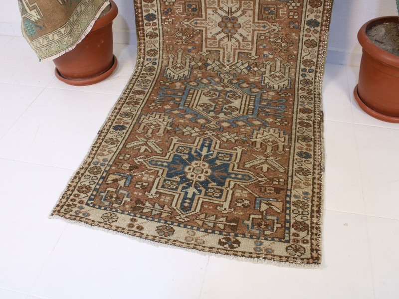 3x9 Ft Vintage Hand-Knotted Red Runner Rug 2'7" x 8'7" Handmade Wool Hallway Rug gallery