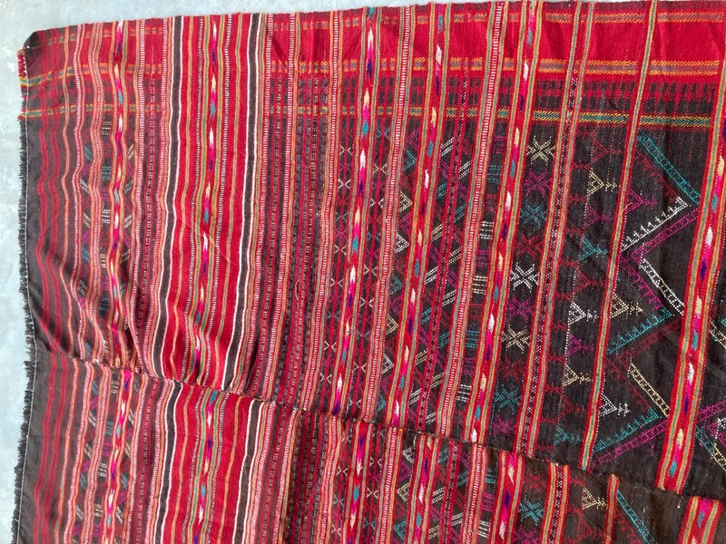 Vintage Traditional Handmade Turkmen Nomadic Wool Kilim Floor Rug 256x135cm gallery