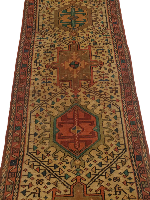 Rustic Karajeh Runner, Beige Multi-Medallion Sun Motif - 3'2" x 10'9" gallery