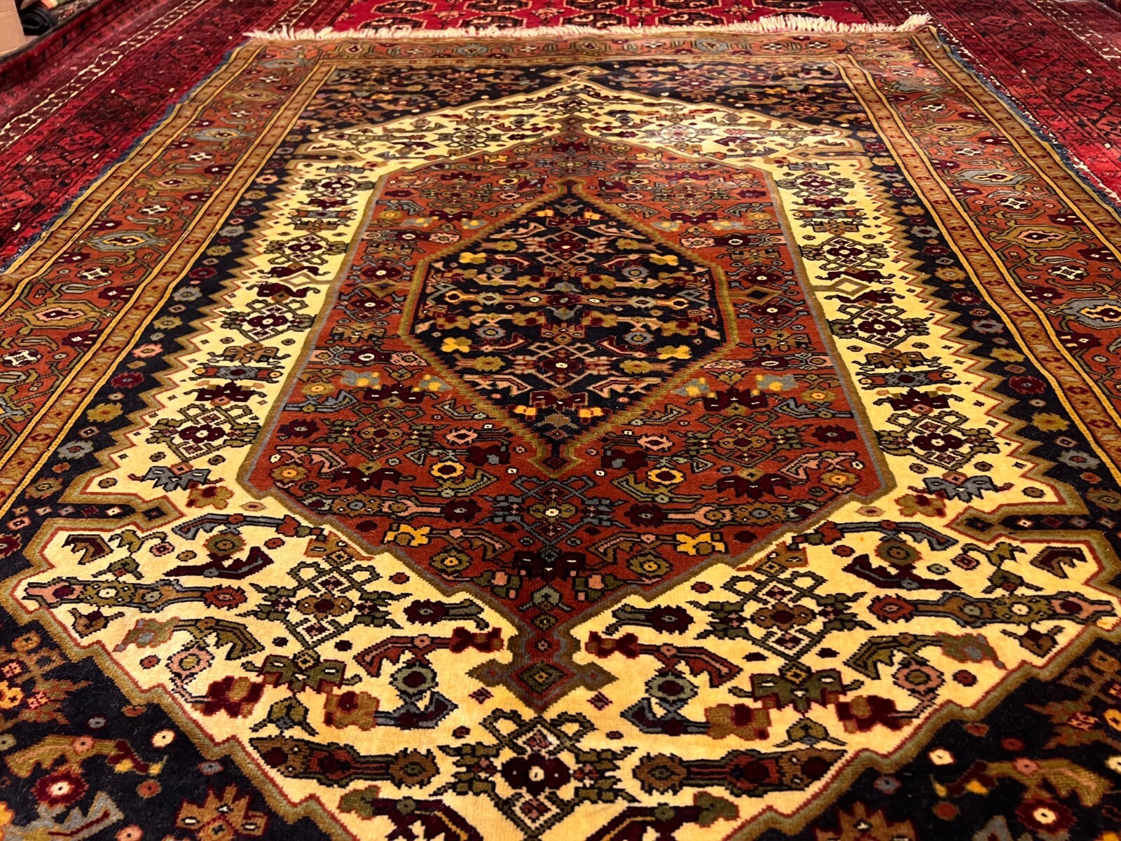 COLLECTORS’ ITEM Vintage Stunning Natural Vegi Dye Floral Pattern Malayer Rug gallery
