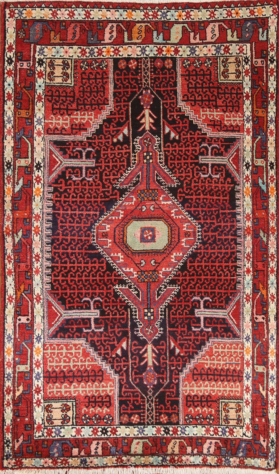 Vintage Geometric Traditional Rug Wool Hand-knotted 4x7 gallery