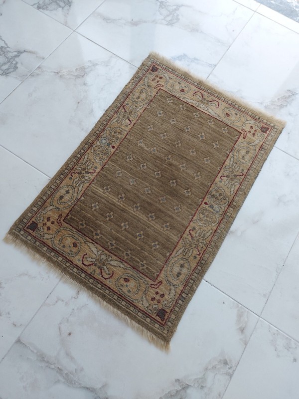 Medium Antique Nepal Carpet Rug Old Faded Special Rug, Oushak Handmade Beige Rug gallery