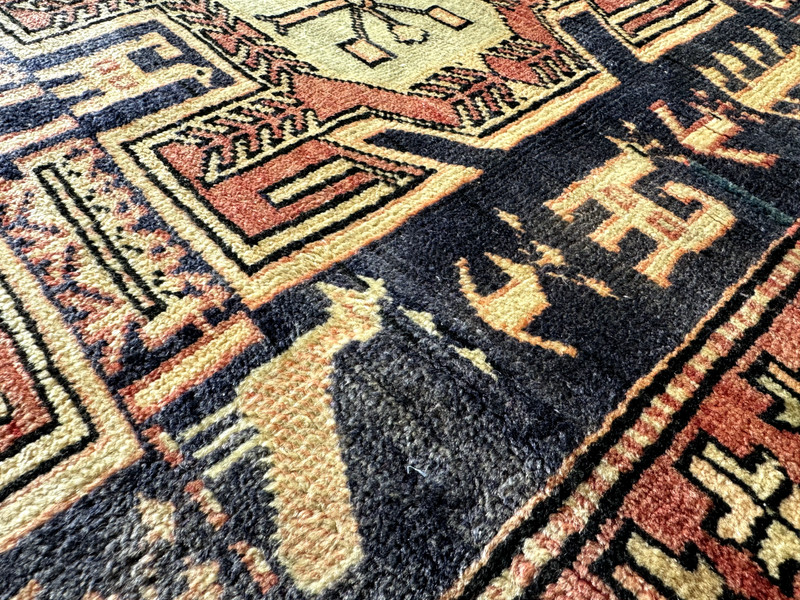 VINTAGE KAZAK RUNNER, HAND MADE HALLWAY WOOL CAUCASIAN RUG CARPET 7'1" X 2'5" gallery