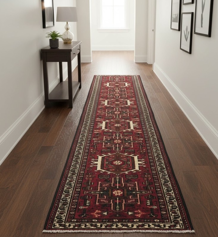 2'4 X 9'5 ft Vintage Handmade Oriental Runner Rug Tribal Geometric Carpet gallery