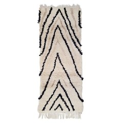 Moroccan Handmade Vintage Rug 2’1×5’3 Berber Striped Beige Black Wool Area Rug