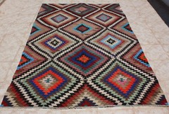 KILIM RUG 5×8, GEOMETRIC TURKISH KILIM AREA RUG WOOL 64″ x 98″, KELIM CARPET RUG