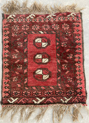 Vintage Traditional Hand-knotted Turkoman Bokhara Oriental Wool Rug 60×55 cm
