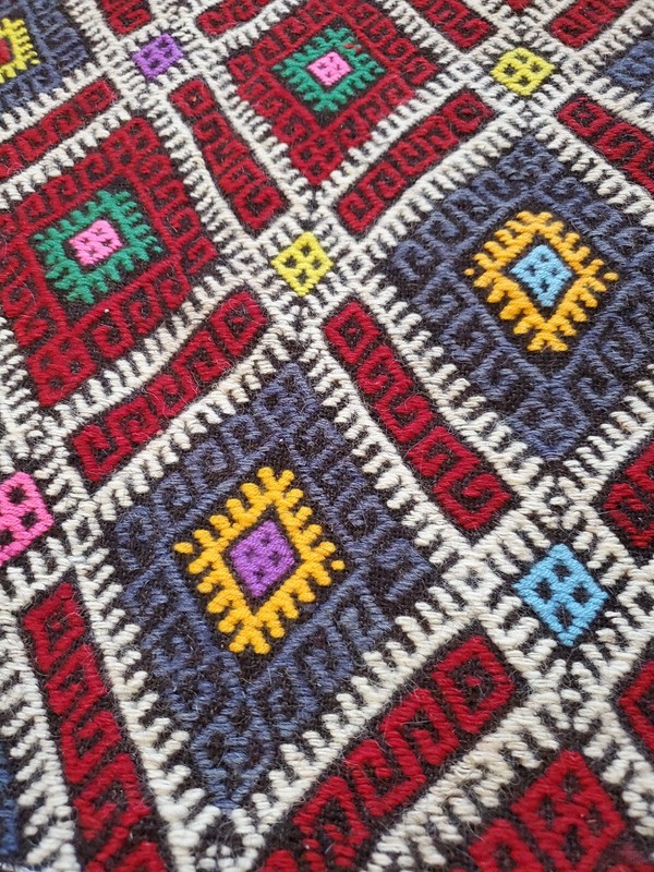 Turkish Goat Hair Rug Kilim Handmade Antolian Cicim Tapestry Carpet 42 x30 gallery