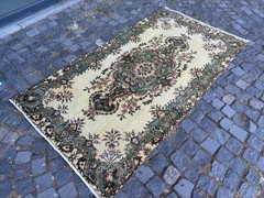 Handmade Wool Rug, Bohemian Area Rug, Turkish Vintage Rug, Home Rug 3,7 x 6,7 ft