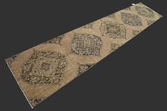 Vintage 2×11 Turkish Oushak Runner Rug Handmade Anatolian Boho Kilim BEIGE
