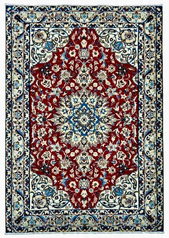 Vintage Nain Hand Knotted Wool Oriental Rug 4x6 Red Ivory Floral Area Rug Decor gallery