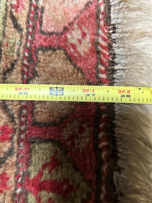 Distressed Antique Traditional Handmade Turkish Wool Multicolor Rug 37x19 in (L3 gallery