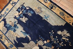 Antique Chinese Peking Pictorial Lanscape & Birds Rug Size 7’x3’9”