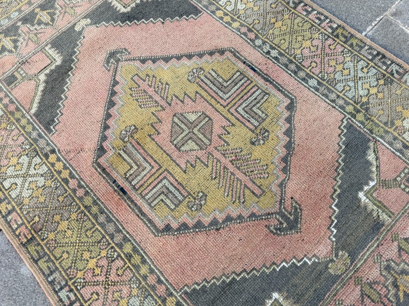 Vintage Turkish Oushak Rug 3.6x5.5 ft Pastel Pink Handmade Wool Area Rug gallery