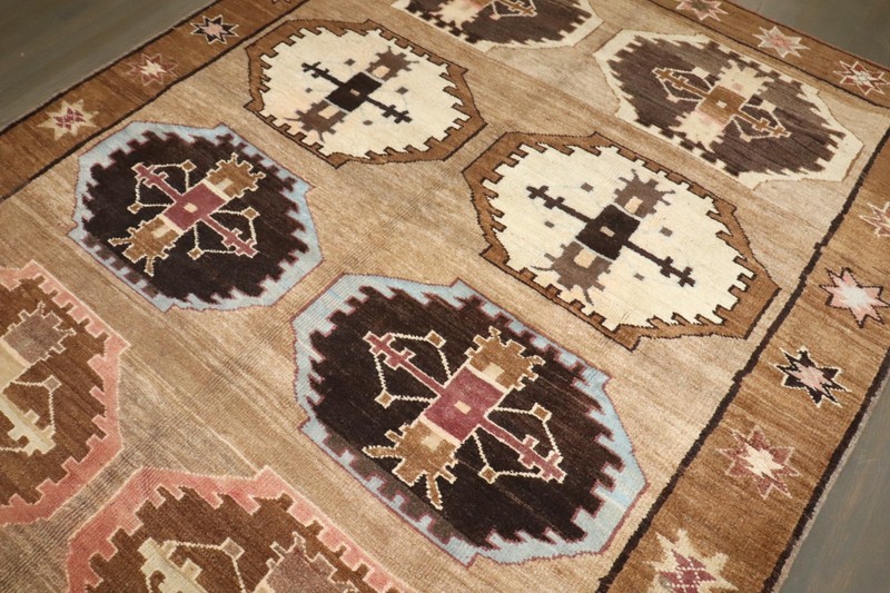 Vintage All Wool Kurdish Kars Geometric Rug Size 6'3''x8'2'' gallery