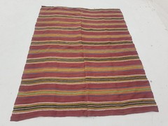 Vintage Traditional Handmade Moroccan Striped Wool Brown Kilim 5.10×4.6ft