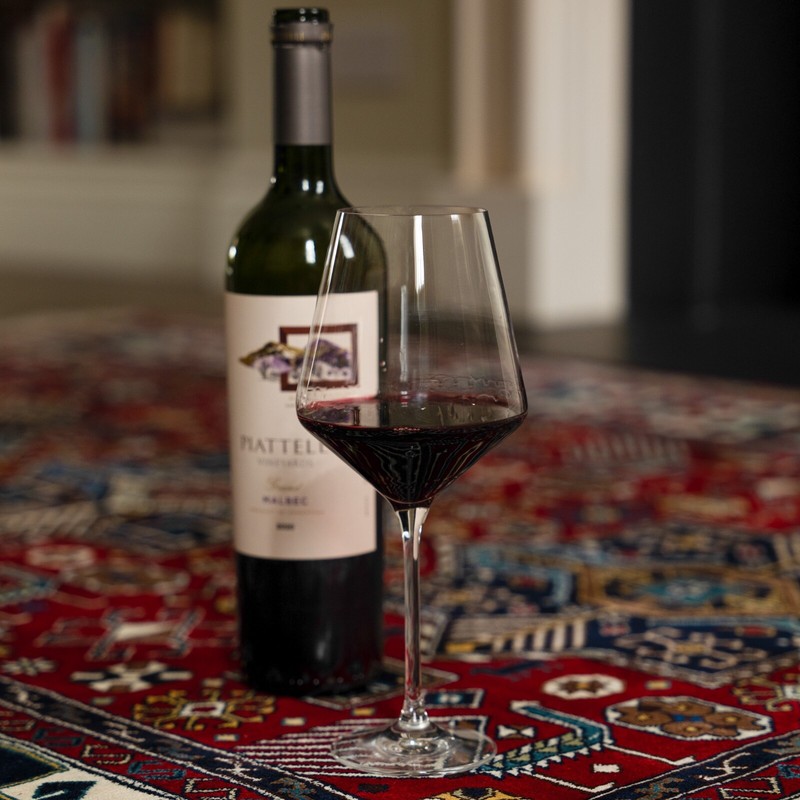 "Akstafa" Blue on red silk carpet gallery