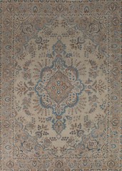 Ivory Medallion Floral Tebriz Living Room Area Rug 8×11 Hand-knotted Wool Carpet