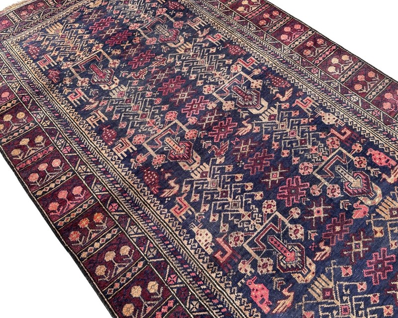 Hand Knotted Afghan Baluchi Area Rug 4x6 ft Traditional Geometric Vintage Carpet gallery