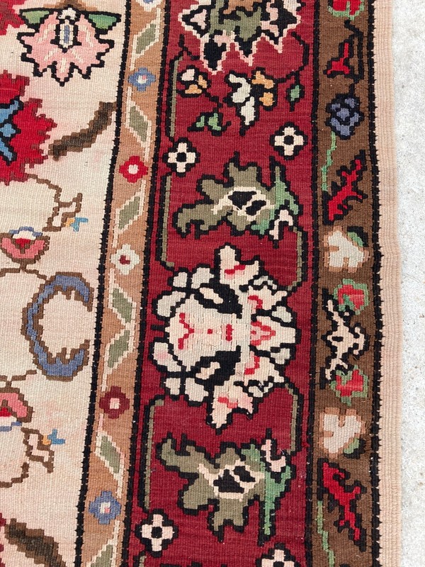 Vintage Handmade Traditional Turkish Floral Wool Kilim Rug 242x205 cm gallery