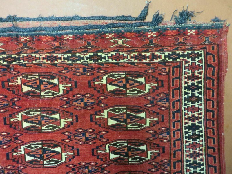 2.5' X 4' Antique Handmade Yamud Turkoman Tribal Wool Rug Bag Elephant Foot Nice gallery
