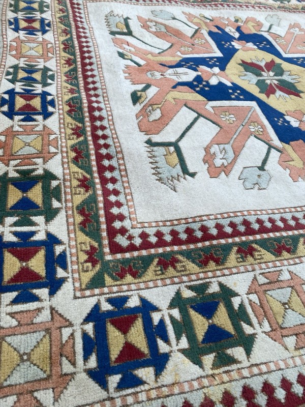 Vintage Old Used Turkish Handmade Wool Rug Carpet Size 180 Cm x 180 Cm gallery