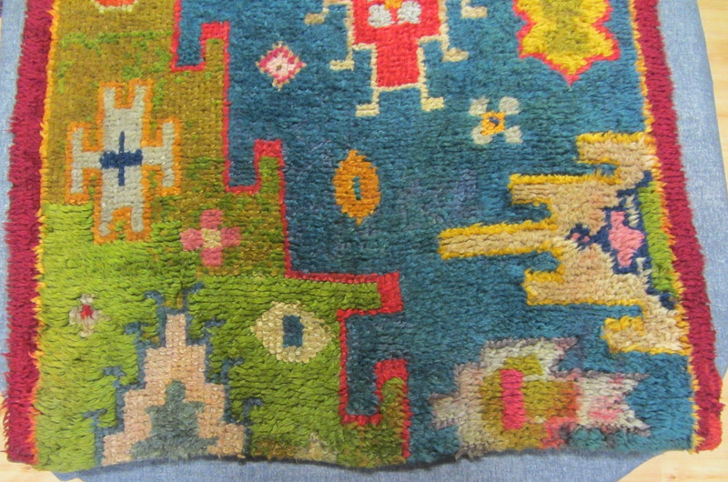 Vintage Scandinavian Rya Rug Wool Pile Sampler Mid Century Design 32" x 51" Rare gallery
