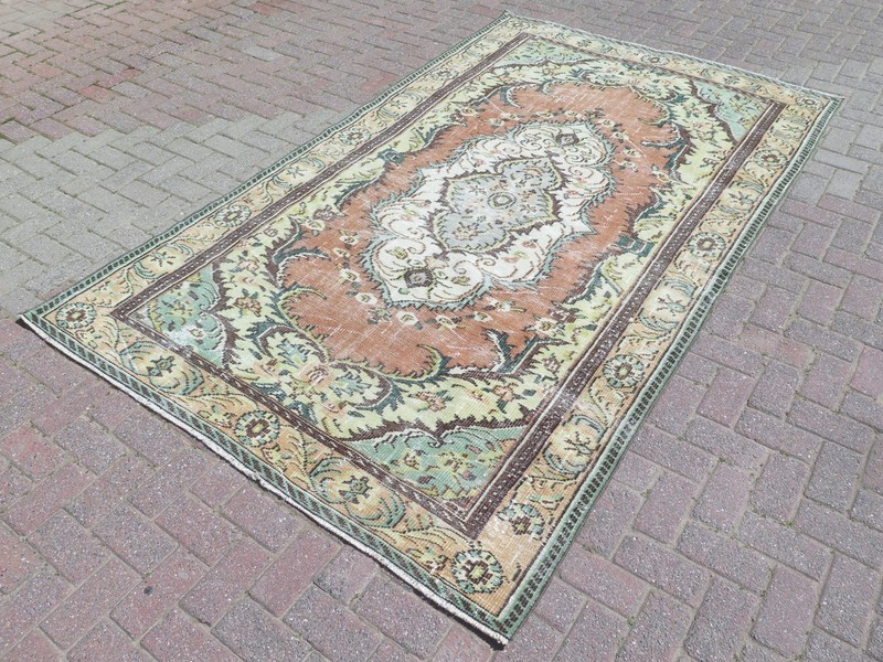 Vintage Anatolia Floor Carpet, Distressed Wool Rug, Handmade Large Rugs 65"x110" gallery