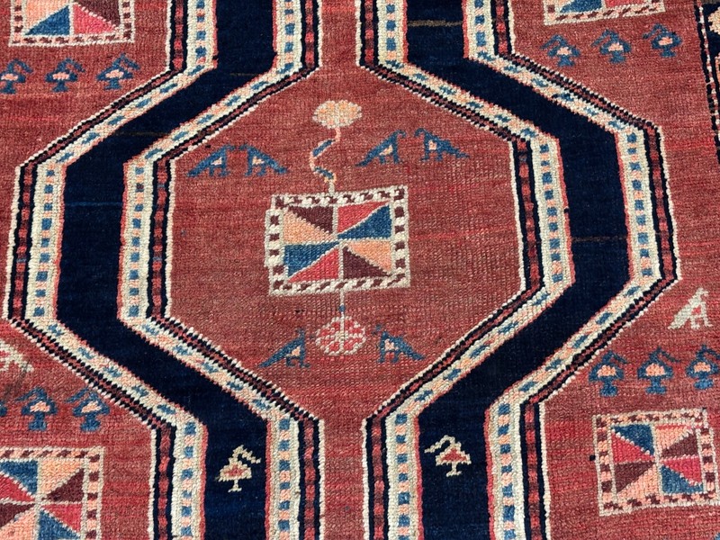 Hand Knotted Wool Hallway Runner Rug 4x11 Rust Tribal Geometric Ardebil Vintage gallery
