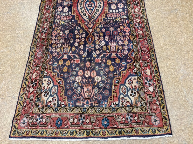Vintage Arak Tribal Hand Knotted Wool Oriental Area Rug 5x11 Navy Blue Boho gallery