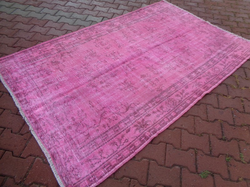 7.7x4.9 Pink Vintage Rugs For Bedroom, Large Turkish Dining Room Carpet 1651 gallery