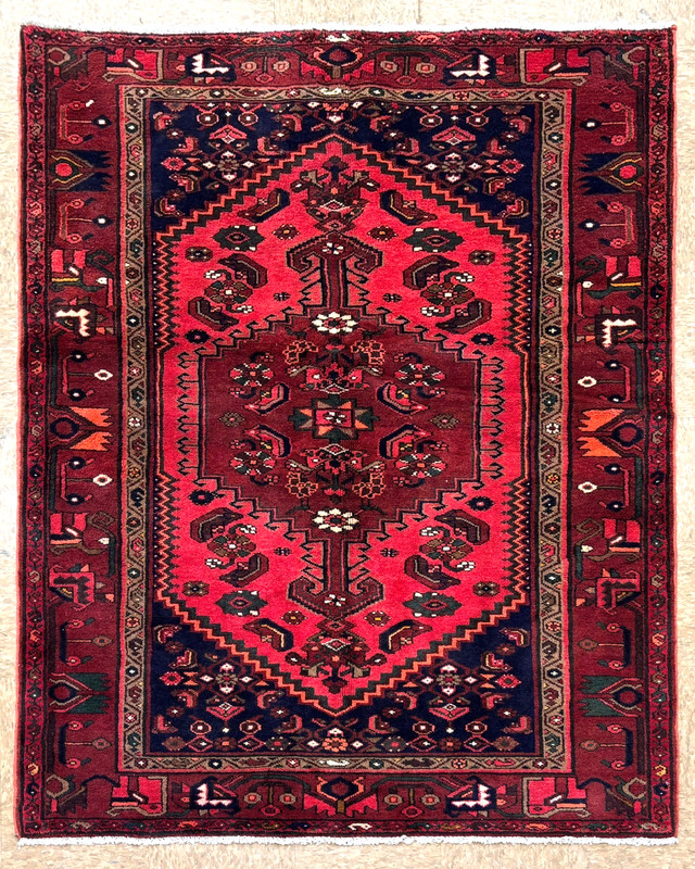 Vintage 5x7 Zanjan Hand Knotted Wool Oriental Area Rug Red Tribal Geometric Boho gallery