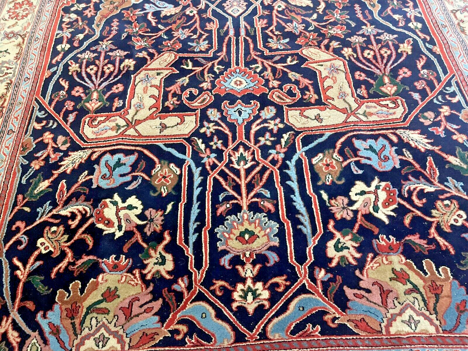 VINTAGE ORIENTAL RUG UNUSUAL DESIGN HANDKNOTTED WOOL 9' 7" X 8' gallery