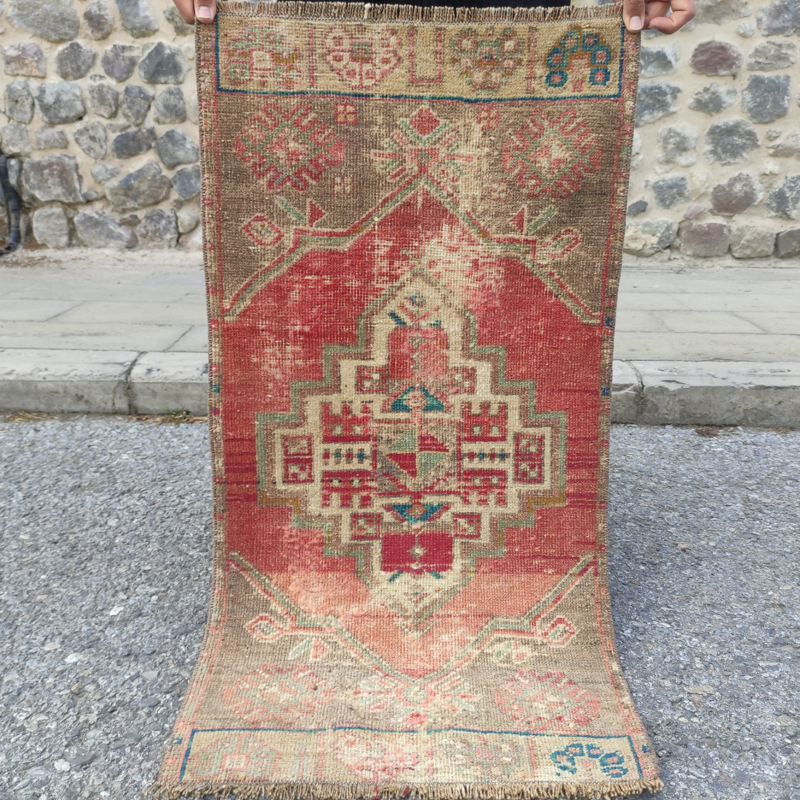 Big Door mat , 2x3 Turkish Vintage Small Rug 52 x 102 cm Bath Mat 1.71 x 3.35 ft gallery
