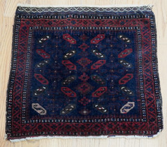 Antique Blue Baluchh Bag-Face Hand Knotted Wool Tribal Rug 21″ x 20″ inch