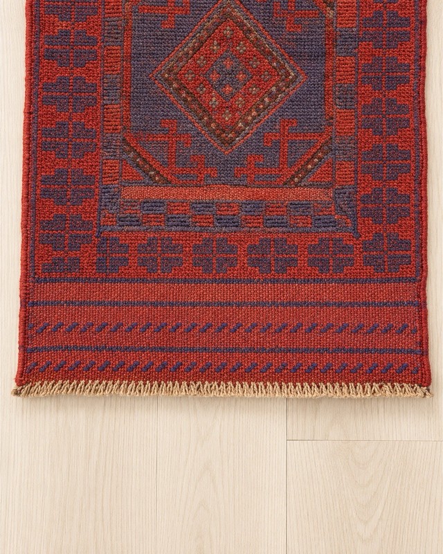 Vintage Afghan Baluchi Wool Runner Rug Handwoven Medallion Tribal Red Blue 2x8ft gallery