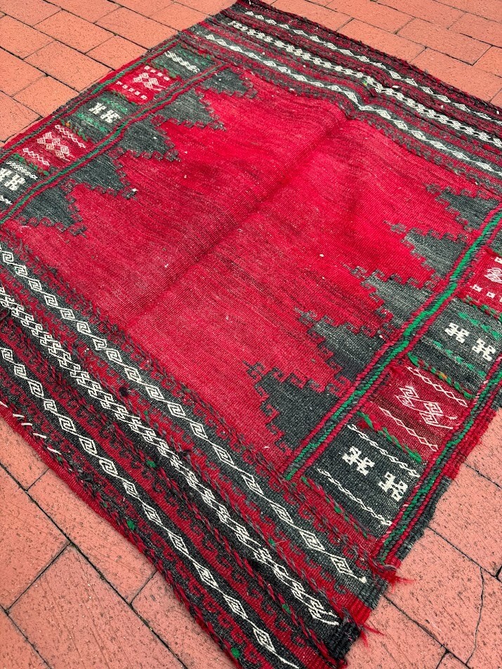 3'4 x 3'4 Handmade Wool Square Afghan Sofra Kilim/Cicim Rug gallery