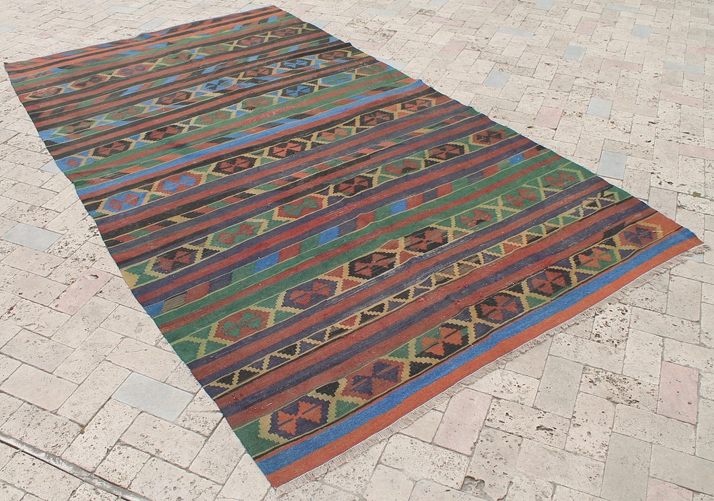 Caucasian Rug 63''x113'' Hand Woven Kilim 162x288cm