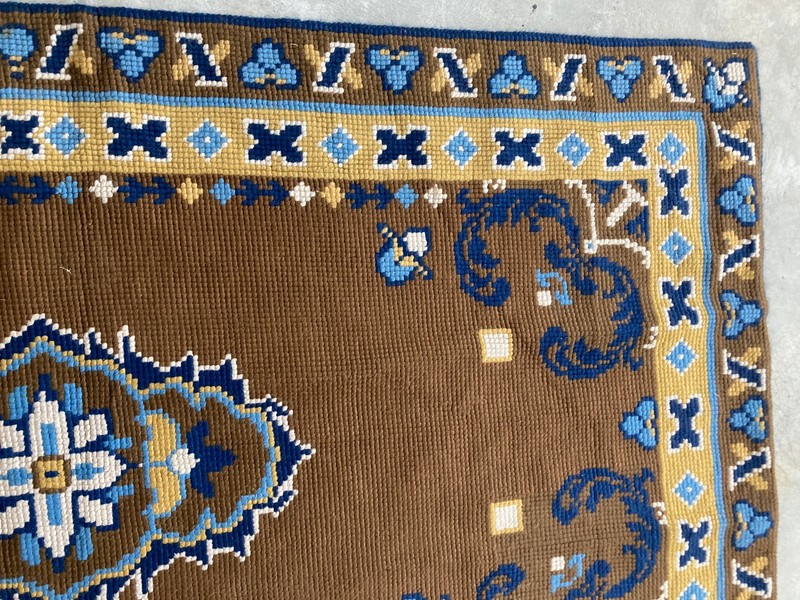 Vintage Handmade Turkish Geometric Medallion Style Wool Area Rug 164x93 cm gallery