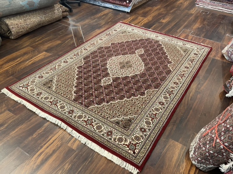 Fine Burgundy Genuine Hand Knotted Silk&wool Tabrizz Area Rug Carpet 5x7 ft,#120 gallery