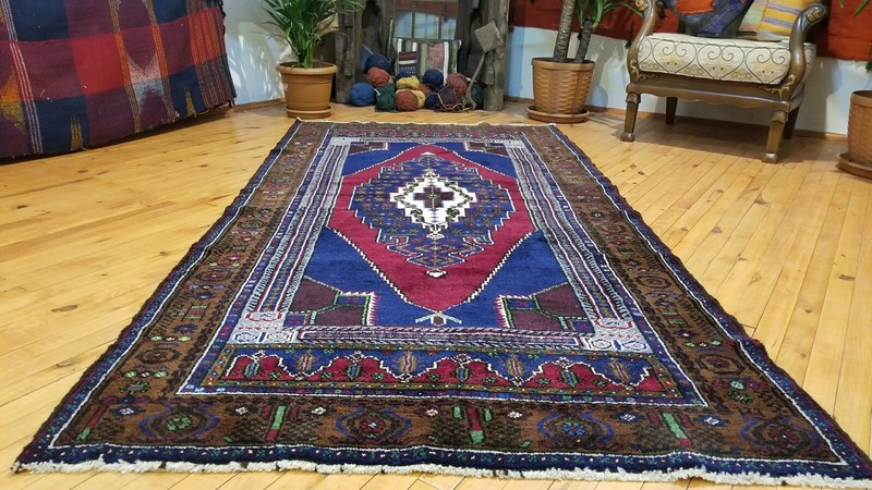 Vintage 1940-1950s Turkish Tribal Rug 4" × 8" gallery