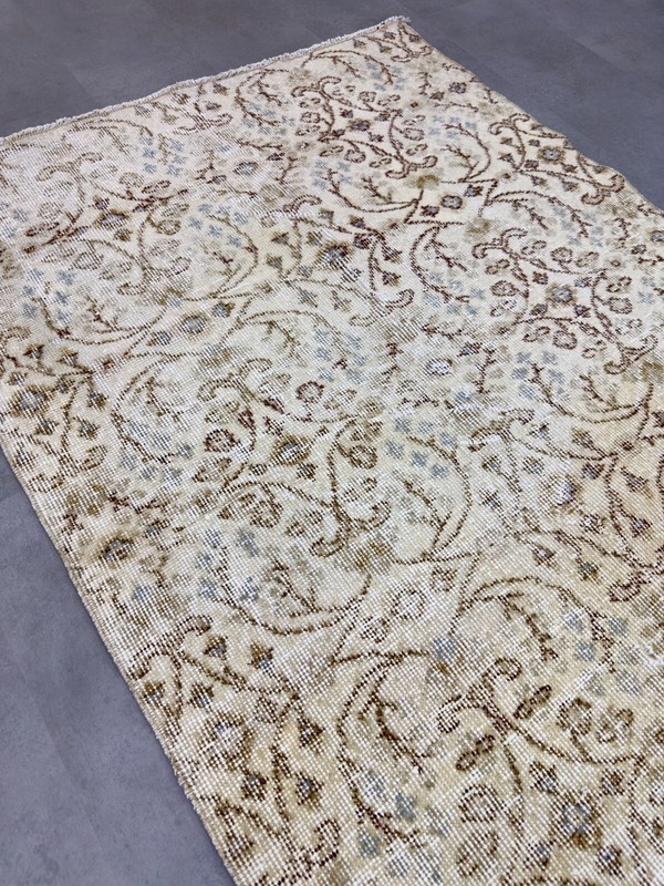 4x7 Floral Beige Vintage Turkish Rug, Oushak Rug, Handmade Area Rug 3.5x6.6 ft gallery