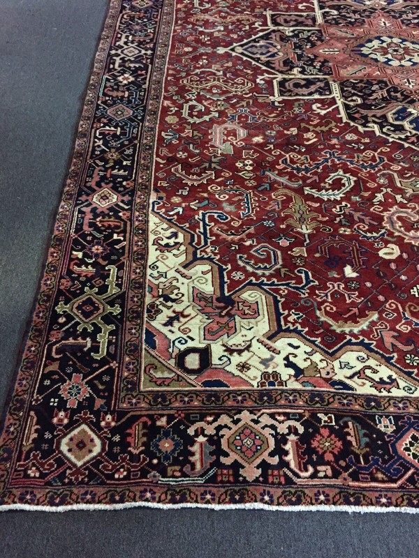 On Sale Unique Genuine Hand Knotted Vintage Herizz Area Rug Carpet 9'5x13'3,1625 gallery