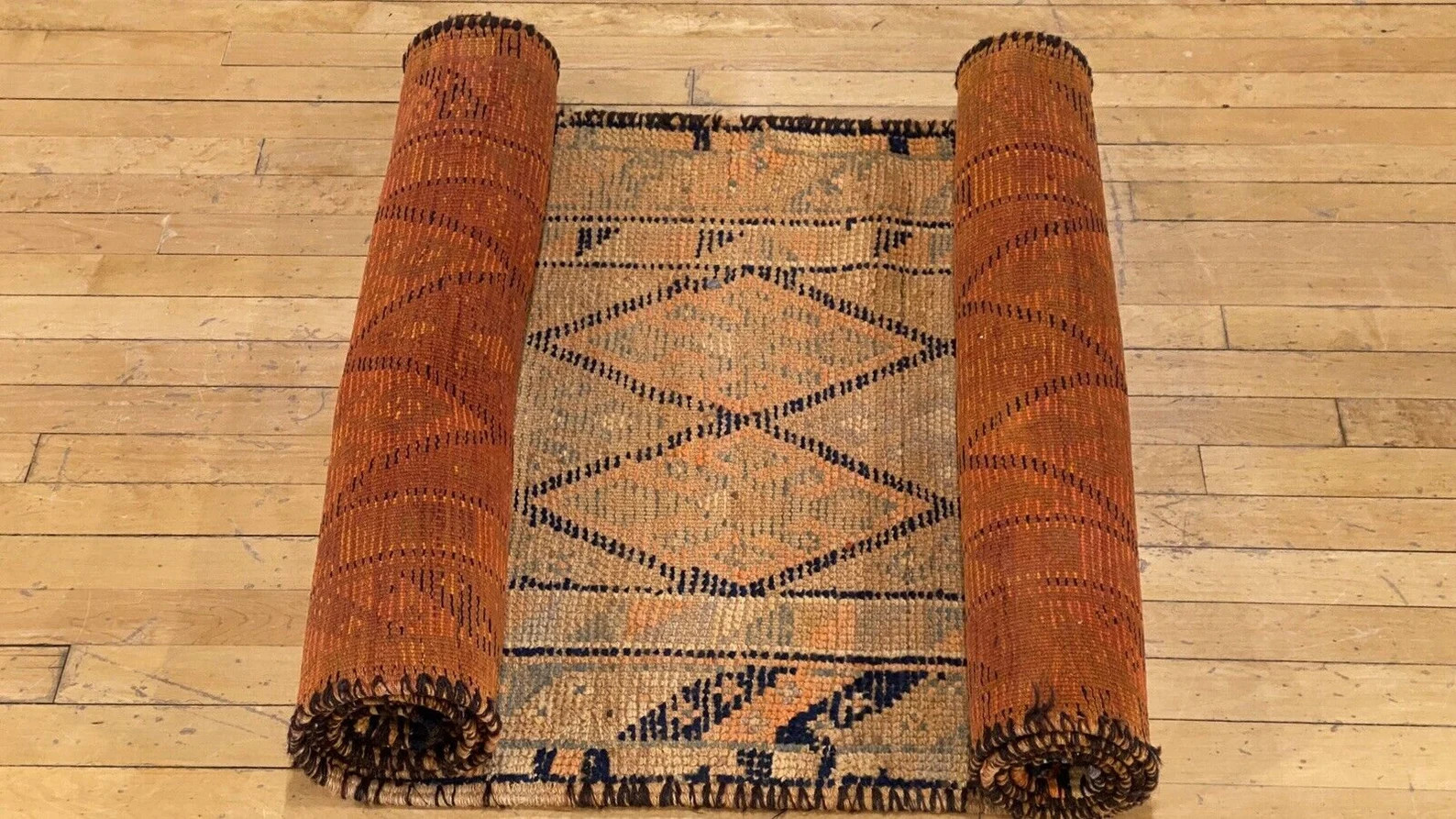 Bohemian 1940's Antique Natural Henna Dye Nagorno-Karabahk Runner 2'8" x 12' gallery