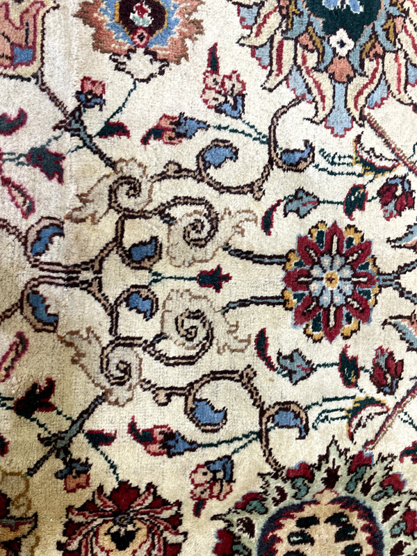 Antique Oriental Hand-Knotted Wool Area Rug Signed Ivory/Red/Blue 11'6" x 16'3" gallery