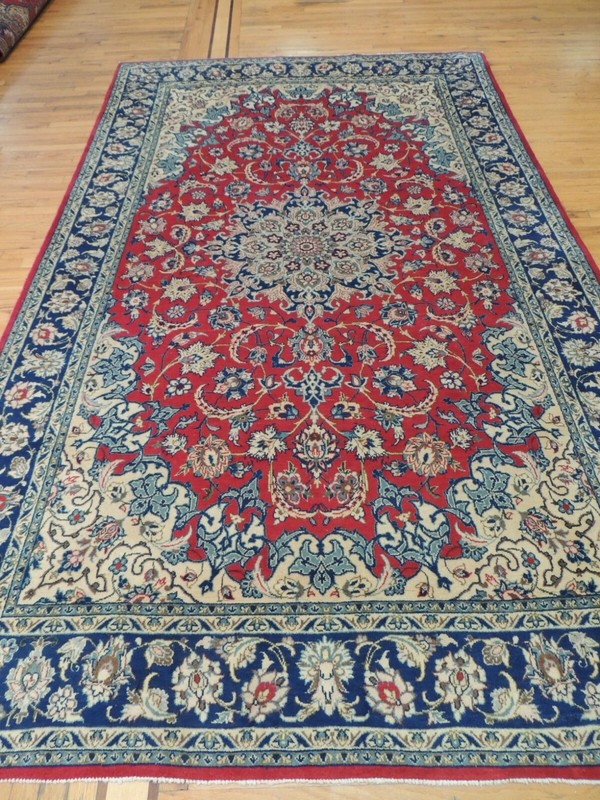 7x11 8x10 Kashaan Oriental Area Rug wool hand-knotted Red Blue Navy olive green gallery