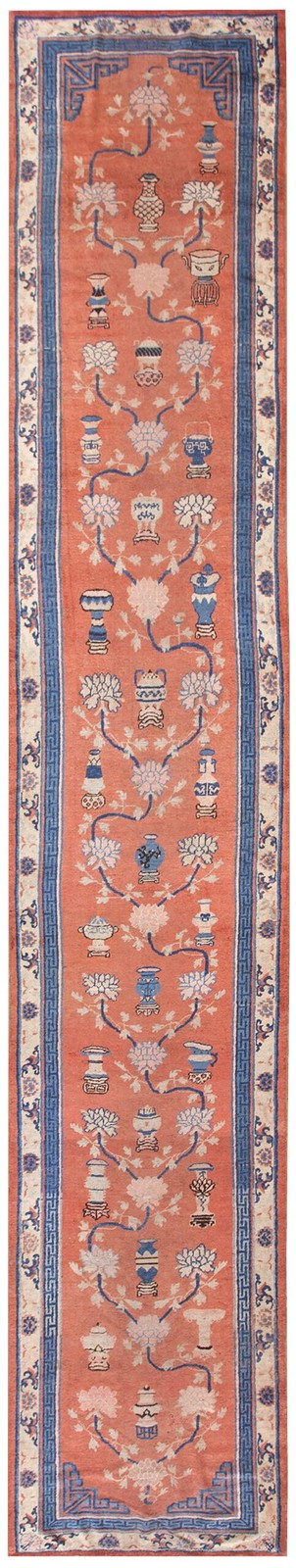 3X16 Antique Chinese Kansu / Gansu Wool Area Rug 1890 gallery