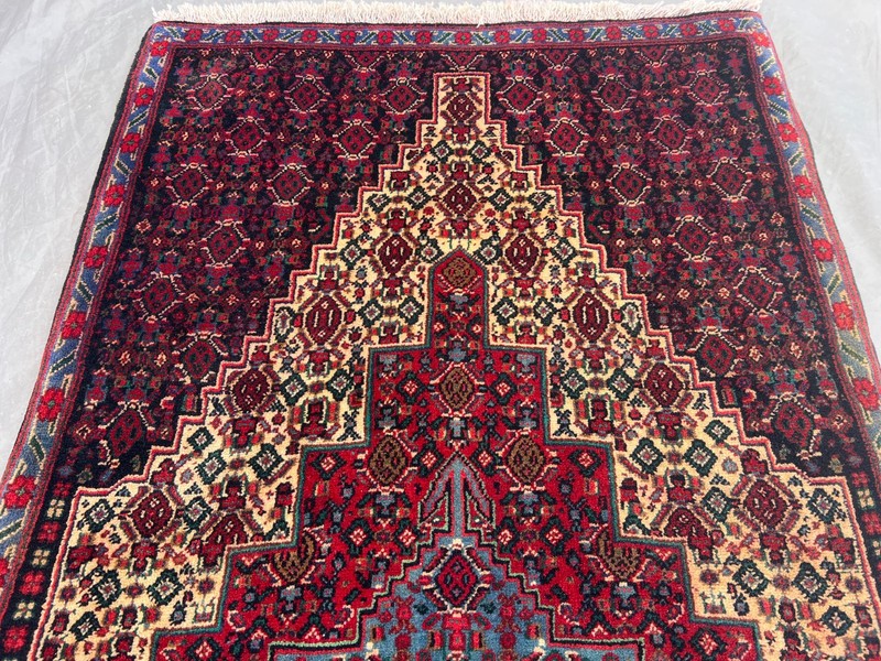 Vintage Turkish Hand Knotted Rug Geometric Medallion Navy Red 2'6x4'7 Moss Rug gallery